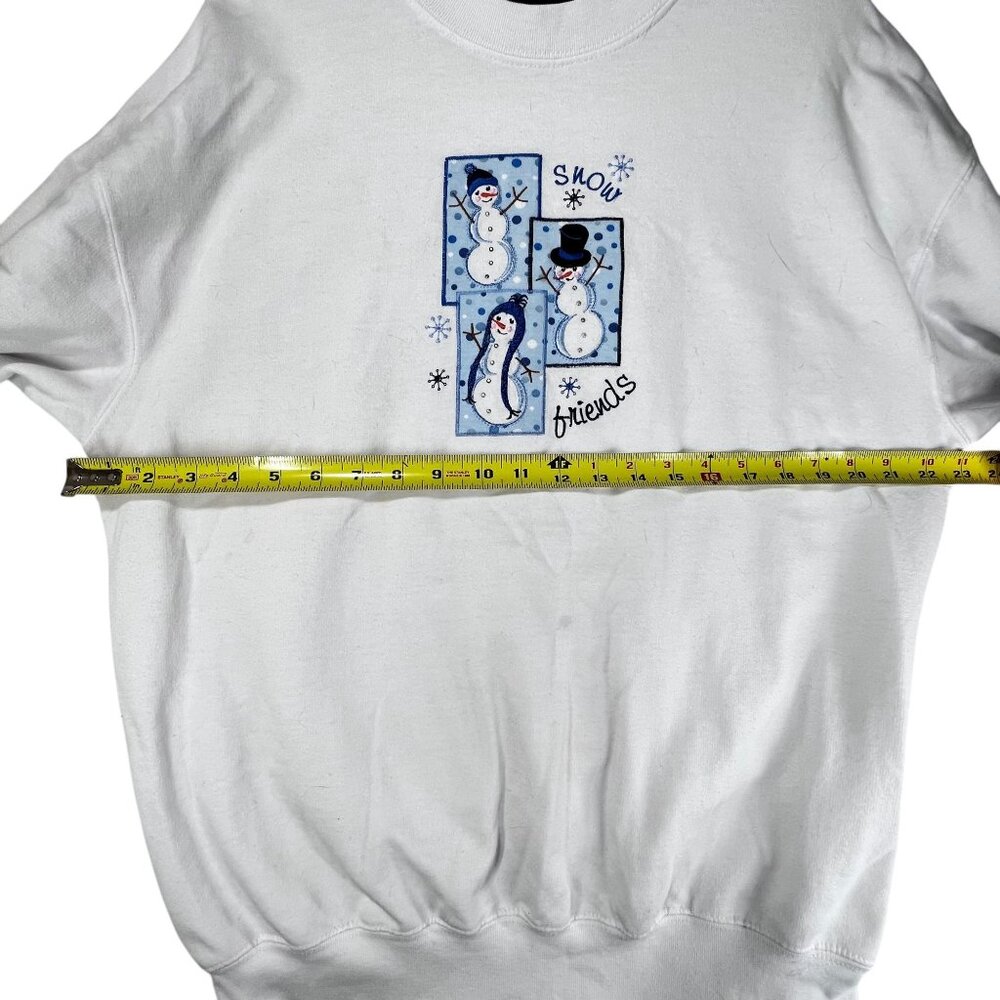 Vtg MC Sportswear Snow Friends Embroidered Sweatshirt L White Blue Grannycore - Picture 9 of 10